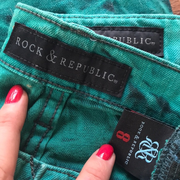 R&R Green Tie Dye Skinny Jeans **Like New** - Picture 4 of 4